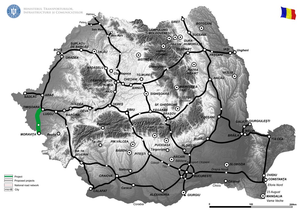 harta Elaborare studiu de fezabilitate pentru obiectivul Autostrada Timisoara - Moravita